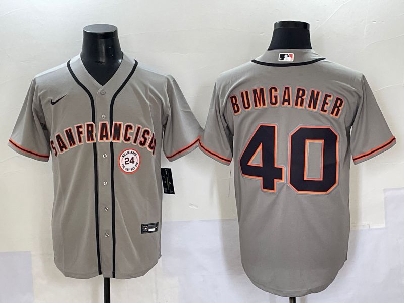 Men 2025 San Francisco Giants #40 Bumgarner Grey Game Nike MLB Jersey style 1